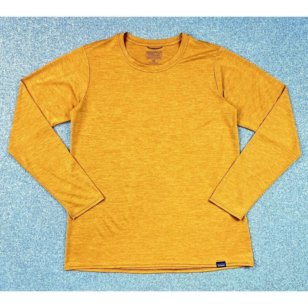 Patagonia Capilene Cool Daily Base Layer Shirt Womens M Yellow Heather L/S Hike - Picture 2 of 7